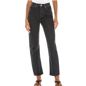 A Gold E Sz 26 90's Pinch Waist Jeans Black High Rise Straight Relaxed Casual